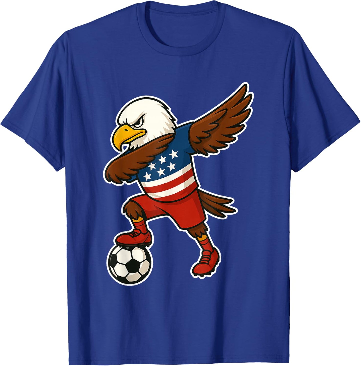 Funny Dabbing Bald Eagle USA Soccer - USA Flag Soccer T-Shirt - T-Shirt | Royal