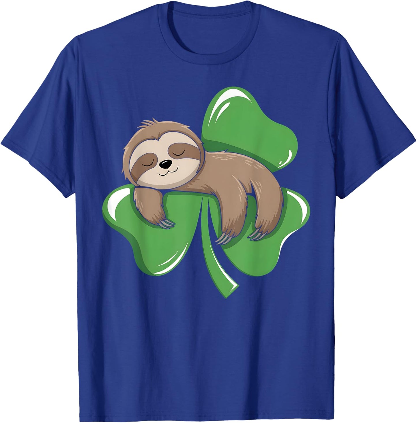 Lazy Irish Sloth Shamrock Clover Saint Patrick's Day Animal T-Shirt - T-Shirt | Royal
