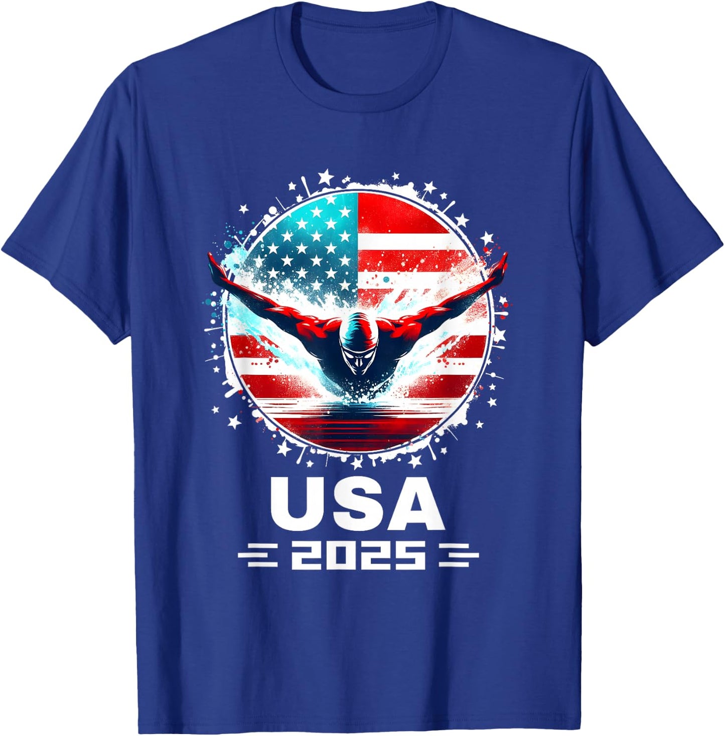 Swimming Apparel United States Team 2025 Swimming Team T-Shirt - T-Shirt | Royal
