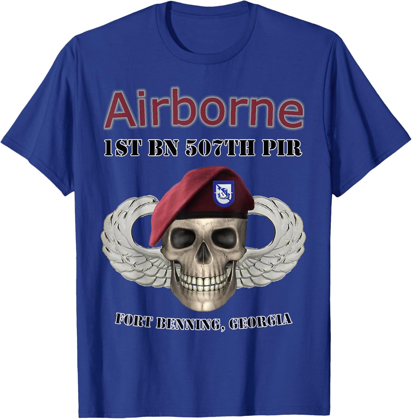 1st Bn 507th Parachute Infantry Regiment- Ft Benning design T-Shirt - T-Shirt | Royal
