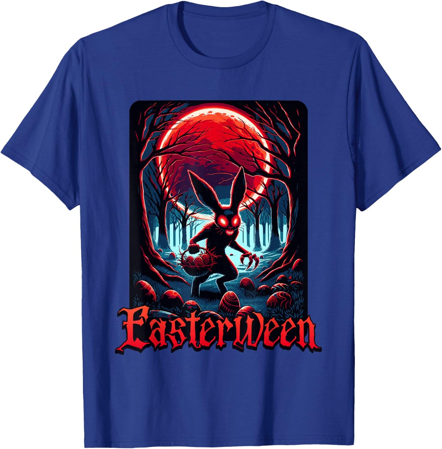 Scary Haunted Easterween Bloody Bunny Easter Rabbit Lover T-Shirt - T-Shirt | Royal