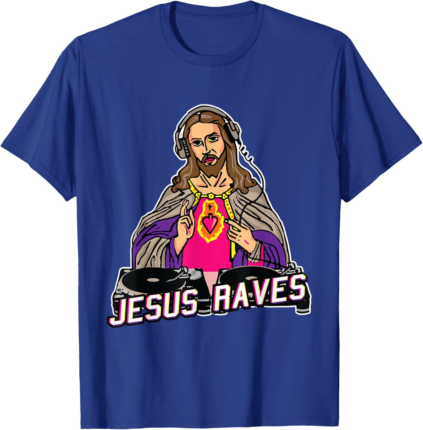 Jesus Raves Christmas EDM Music X-Mas Party Christian DJ T-Shirt - T-Shirt | Royal
