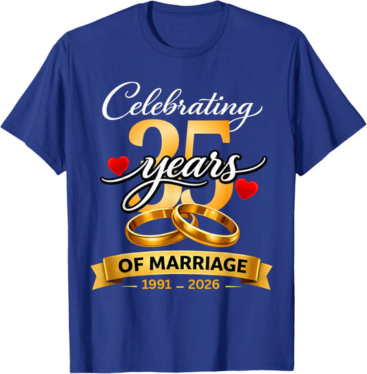 35 Years of Marriage 35th Anniversary 1991 2026 Shirt T-Shirt - T-Shirt | Royal