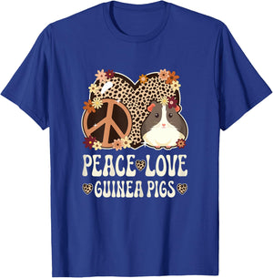 Peace Love Guinea Pigs Cheetah Print Women Guinea Pig Lover T-Shirt - T-Shirt | Royal