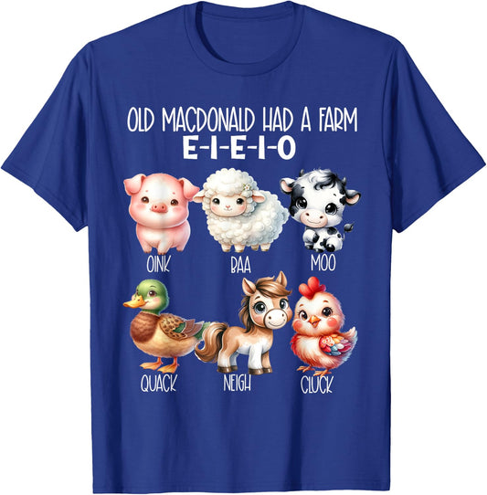 Toddler Kids Old MacDonald Had a Farm E-I-E-I-O Nursery Song T-Shirt - T-Shirt | Royal