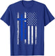 Back The Blue Jesus Faith Cross Police Thin Blue Line Flag T-Shirt - T-Shirt | Royal