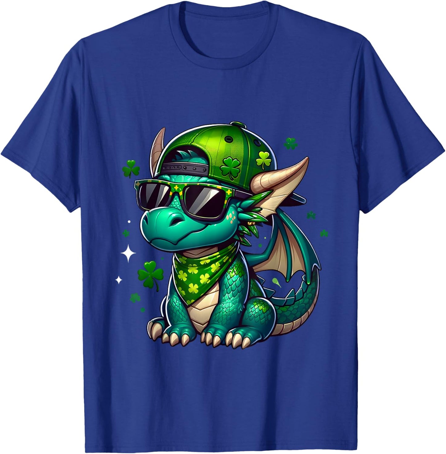 St Patrick's Day Funny Dragon Lucky Charm Clover Adult Kids T-Shirt - T-Shirt | Royal