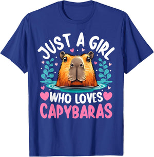 Just a Girl Who Loves Capybaras Cute Rodent Women Kids Girls T-Shirt - T-Shirt | Royal
