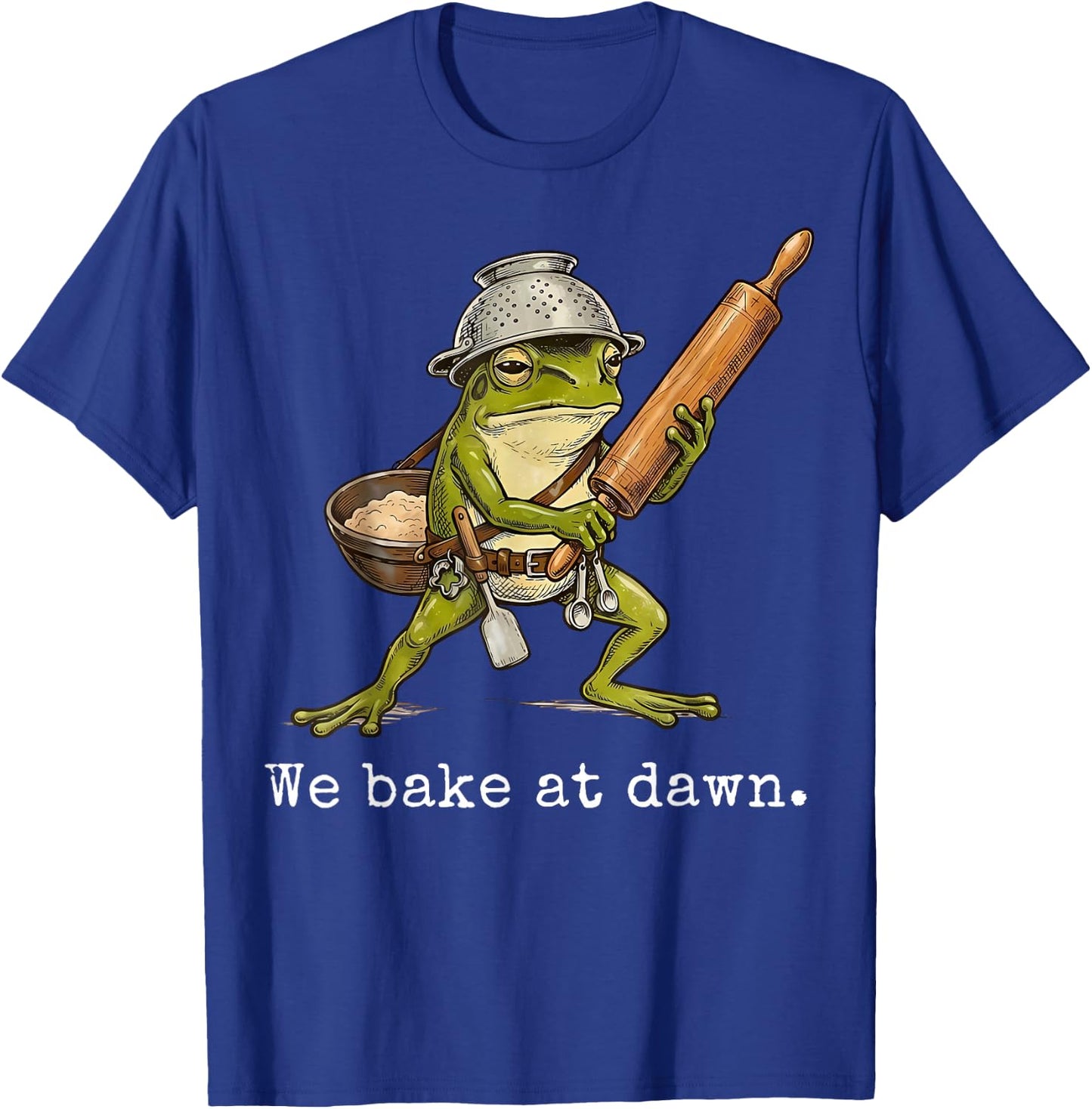 Whimsical We Bake at Dawn Funny Baker Frog Cute Kitchen T-Shirt - T-Shirt | Royal