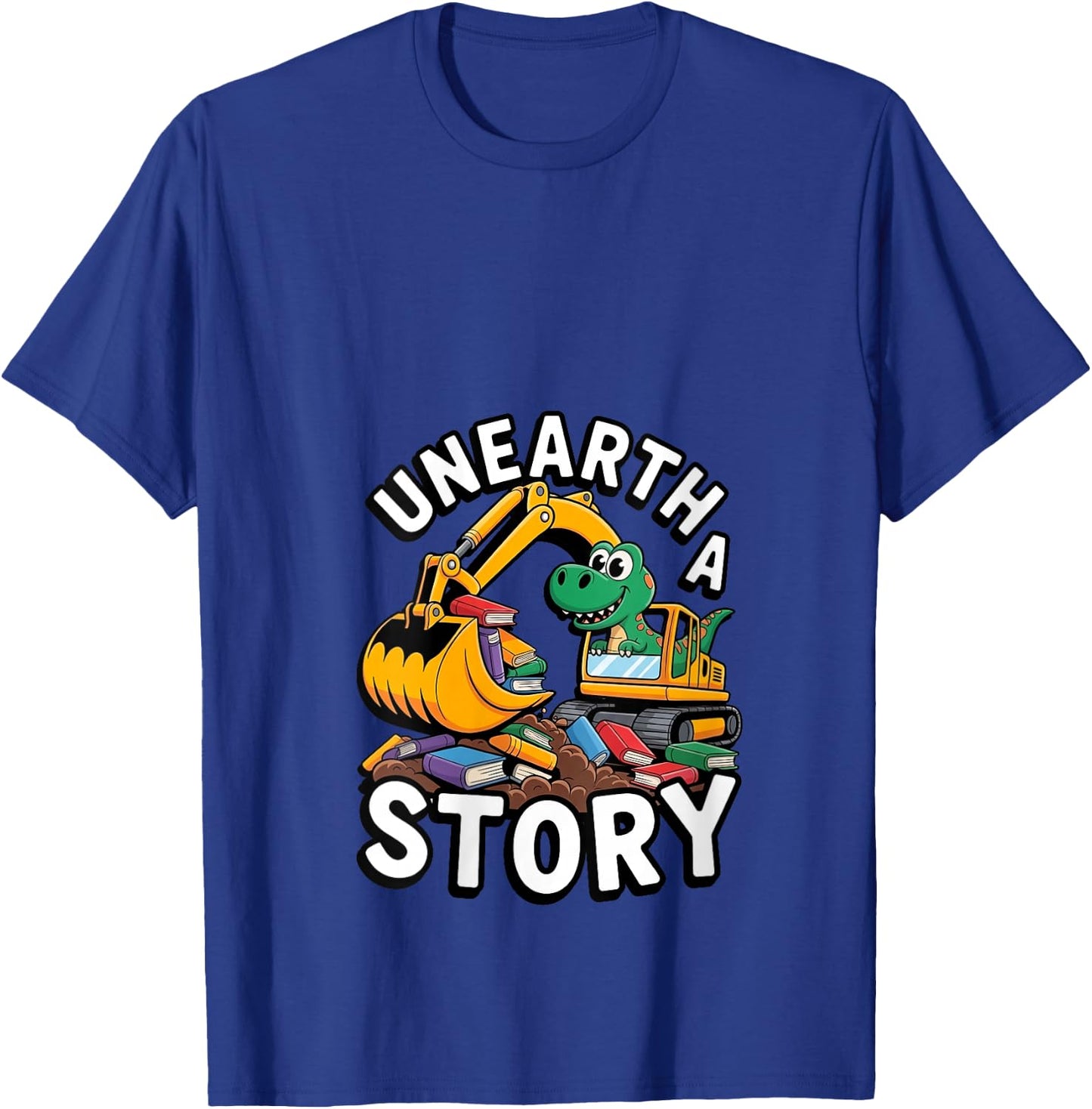 Women's Unearth A Story Dinosaur Summer Library Reading 2026 V-Neck T-Shirt - T-Shirt | Royal