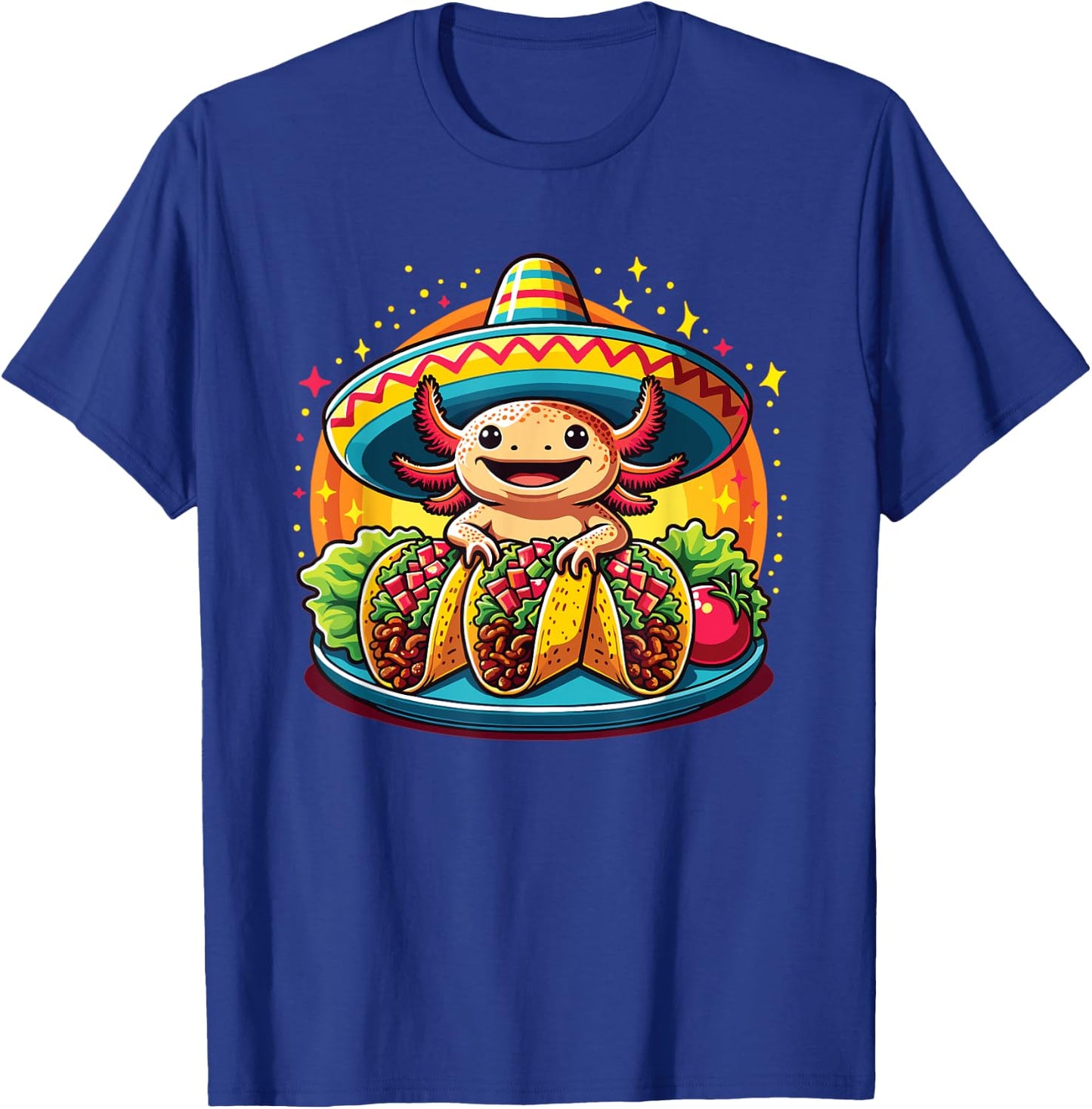 Tacolotl Funny Mexican Axolotl Eats Taco T-Shirt - T-Shirt | Royal