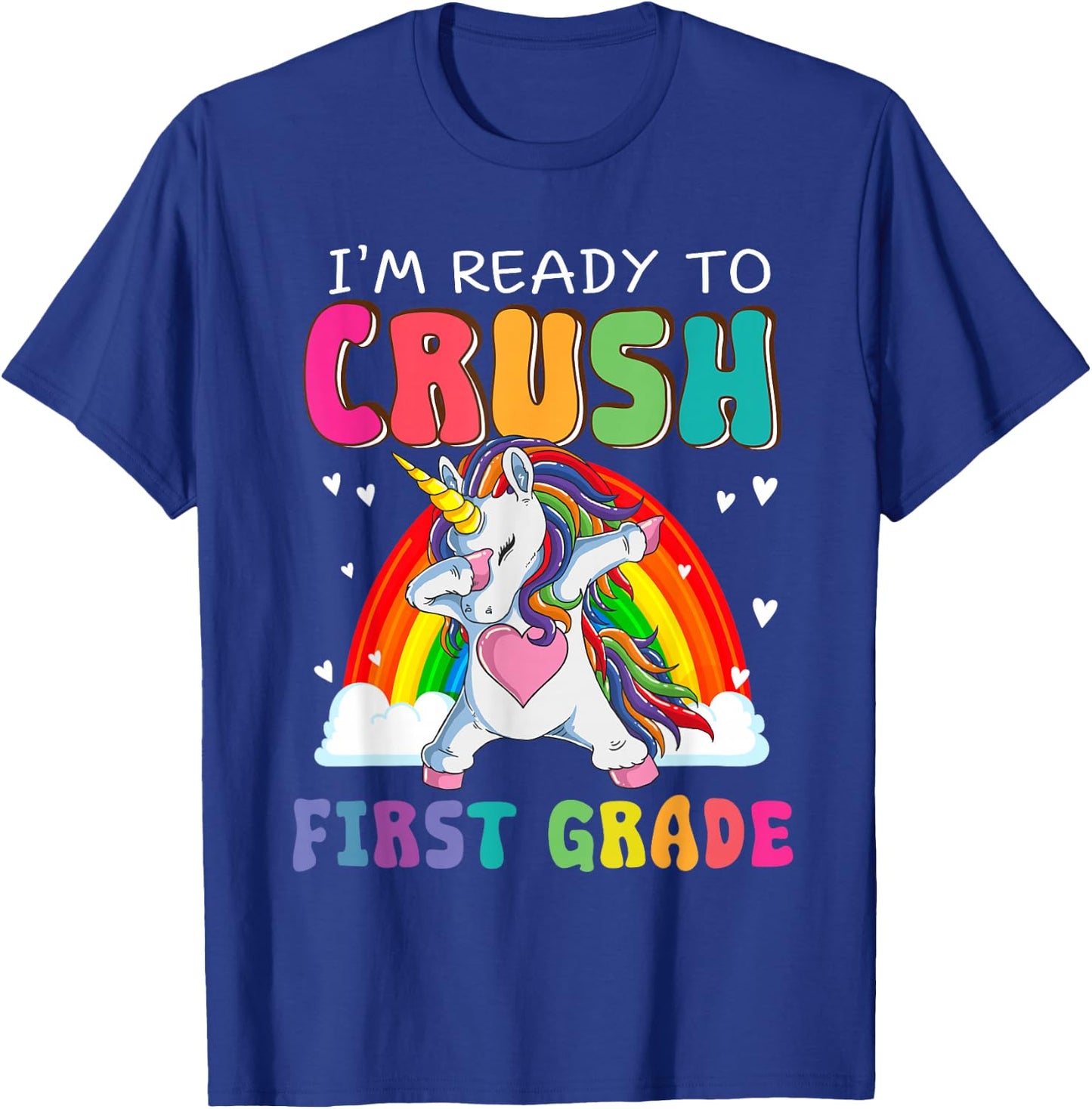 Crush First Grade Dabbing Unicorn First Day Of School Girls T-Shirt - T-Shirt | Royal