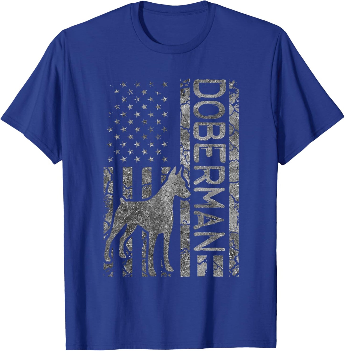 Doberman Lover Design Women American Flag Doberman T-Shirt - T-Shirt | Royal