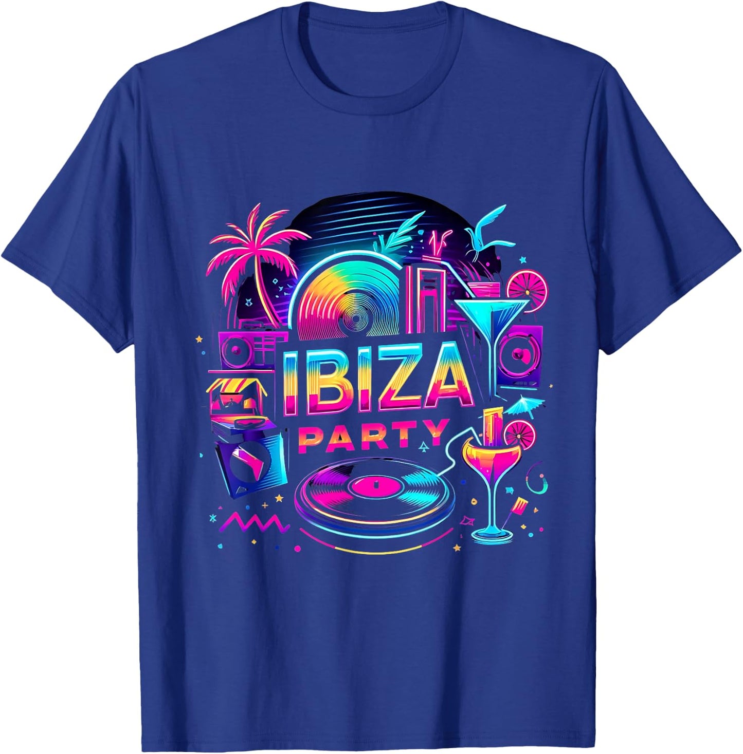 Ibiza Party Outfit - Vibrant Beach Vibes for Nightlife , Black, S T-Shirt - T-Shirt | Royal