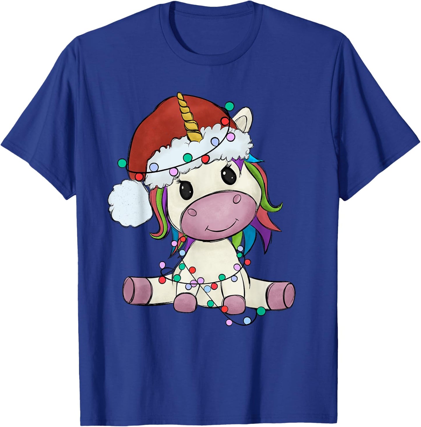 Unicorn Christmas Tree Lights Family Matching Kids Girls T-Shirt - T-Shirt | Royal