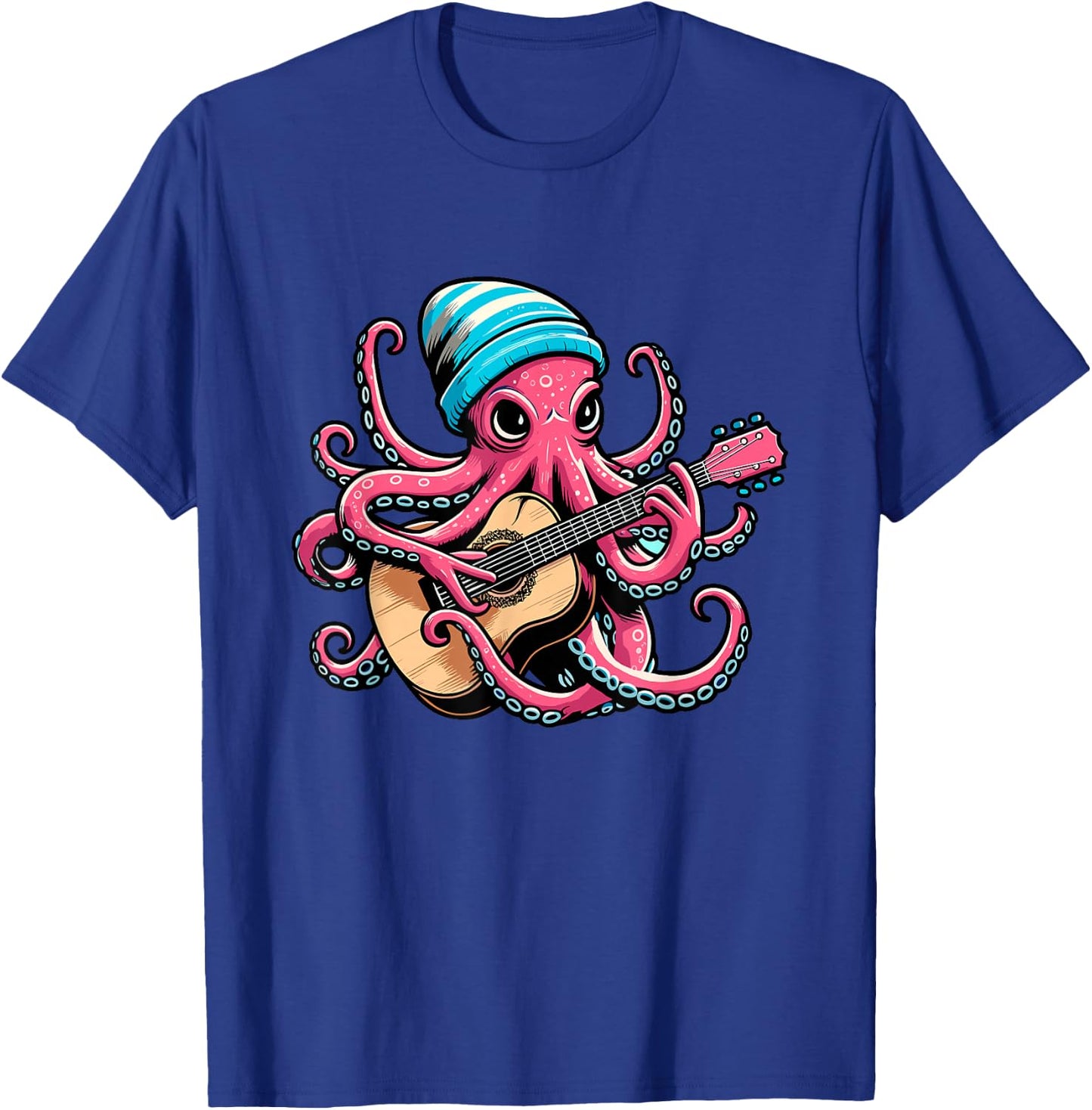 Funny Octopus Playing Acoustic Guitar Shirt For Guitarist T-Shirt - T-Shirt | Royal