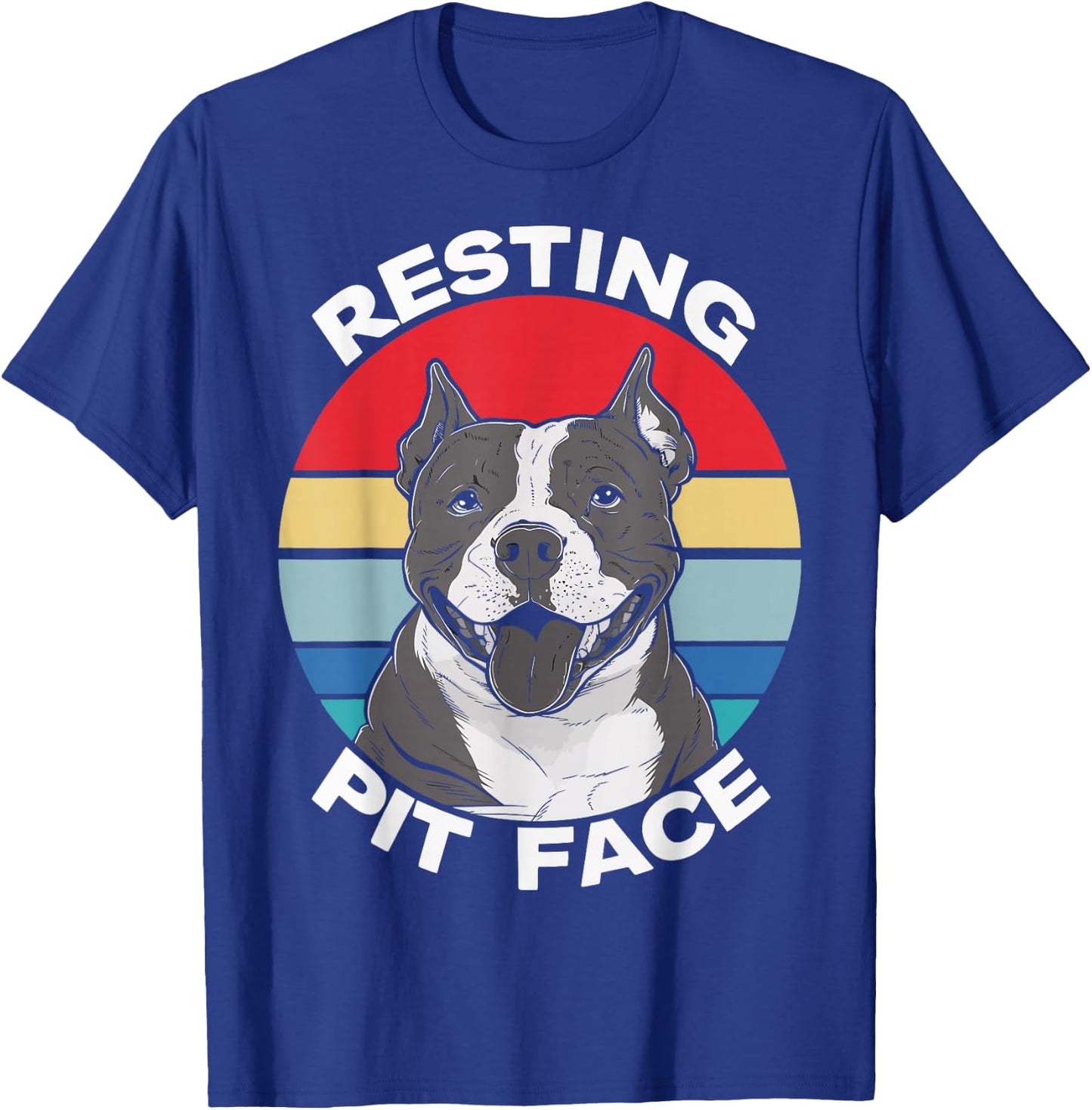 Resting Pit Face Funny Pitbull Lover Pitties Dog Retro T-Shirt - T-Shirt | Royal