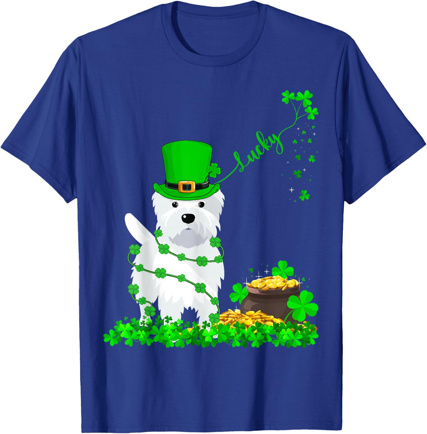 Lucky Westie Dog St. Patrick's Day Westie Irish Men Women T-Shirt - T-Shirt | Royal
