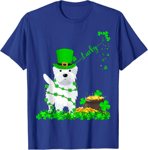 Lucky Westie Dog St. Patrick's Day Westie Irish Men Women T-Shirt - T-Shirt | Royal