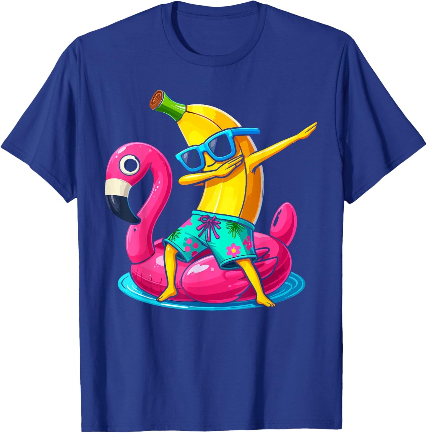 Dabbing Banana Flamingo Float Tropical Beach Hawaiian T-Shirt - T-Shirt | Royal