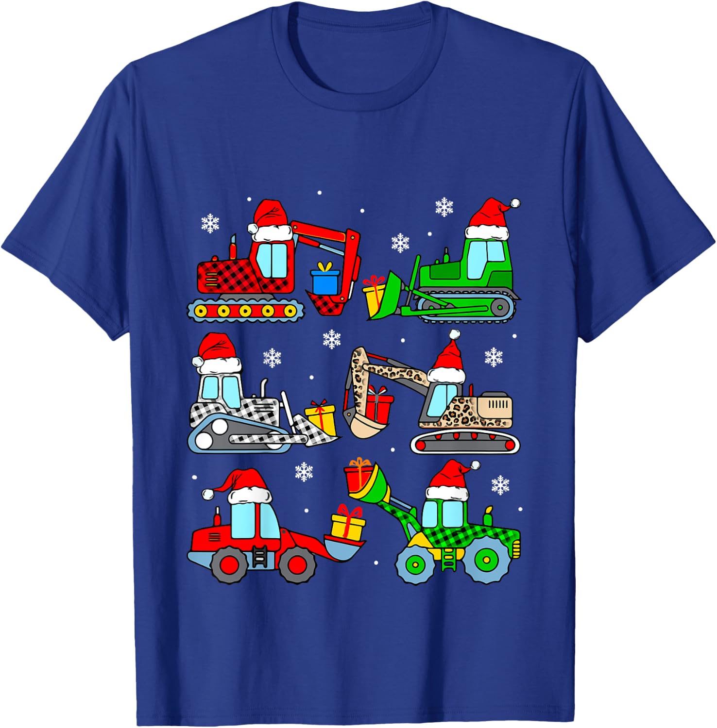 Kids Construction Excavator Christmas Tree for Boys Girls Toddler T-Shirt - T-Shirt | Royal