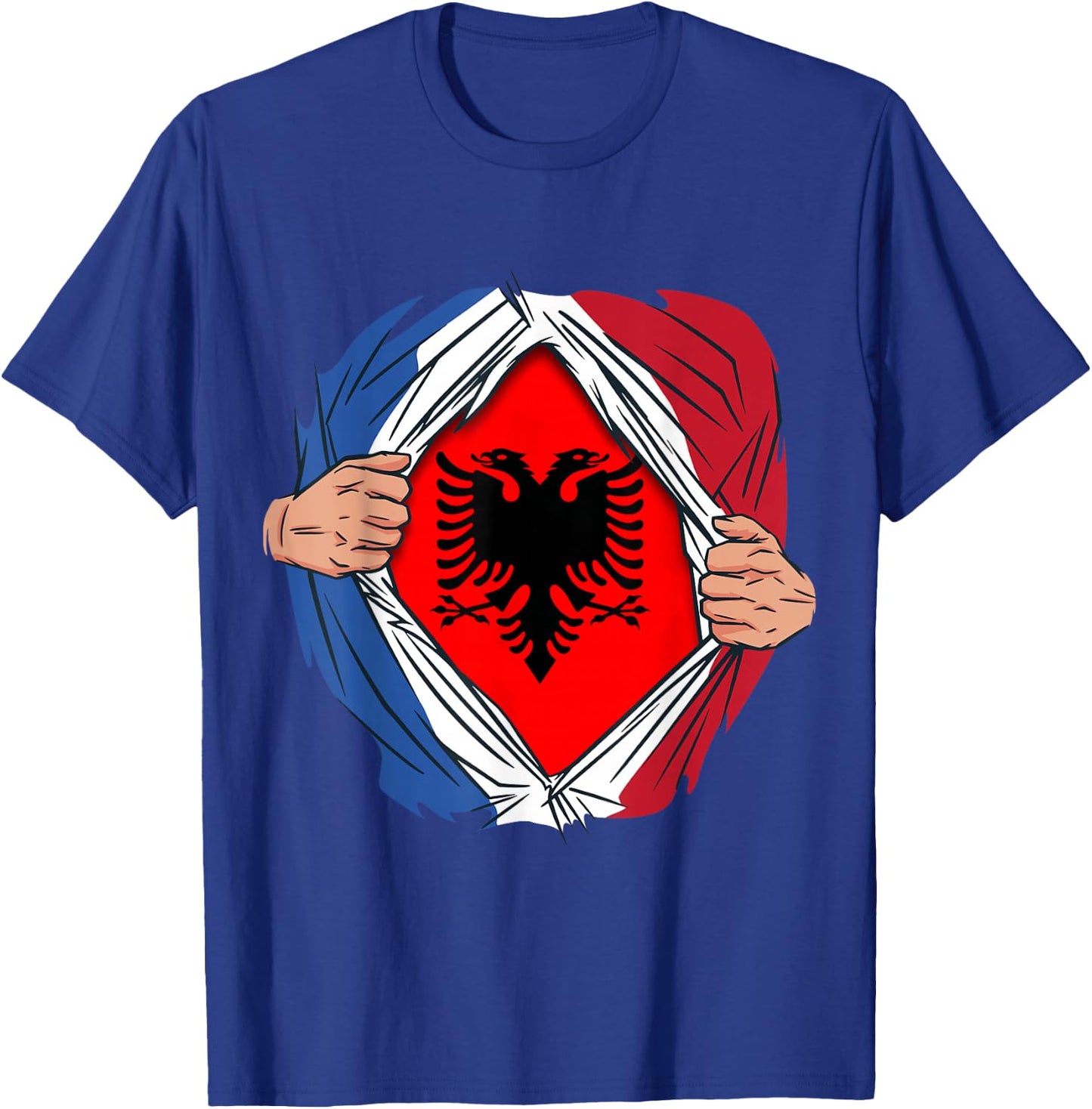 Superhero Flag Albania France Gift Albanian , Black, S T-Shirt - T-Shirt | Royal