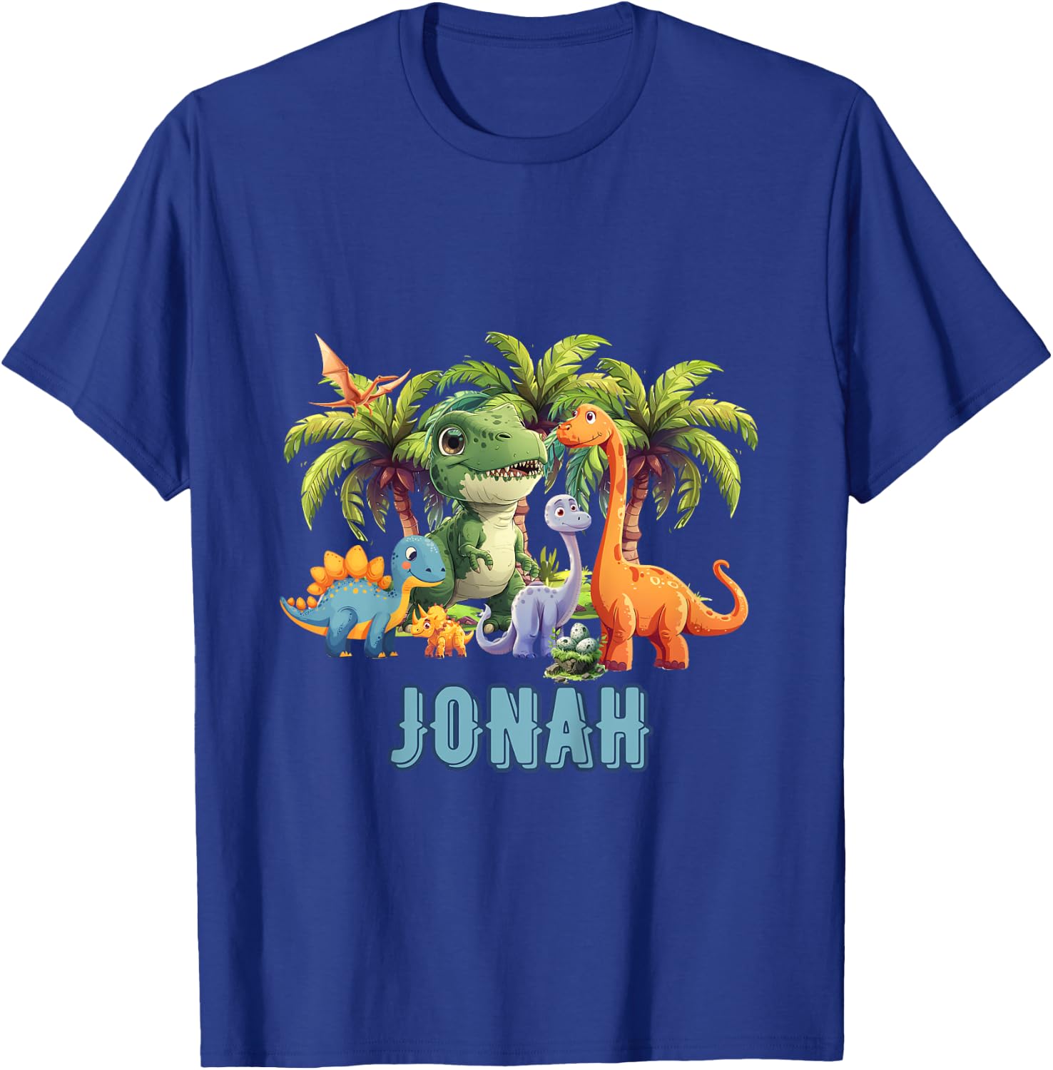 Kids Dinosaur Dino TRex Personalized JONAH T-Shirt - T-Shirt | Royal