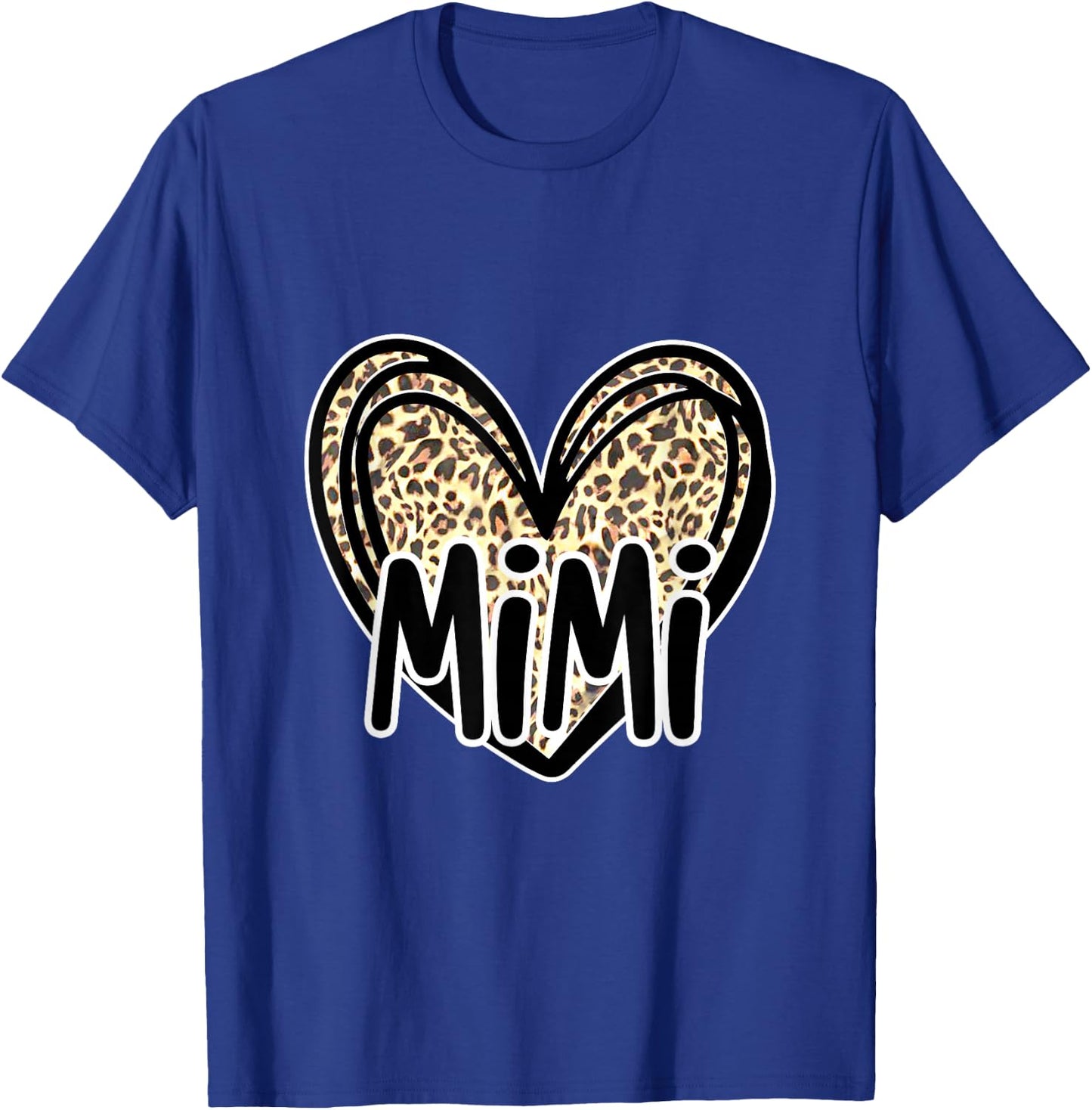 Cute MIMI, Women's Leopard Cheetah Print Heart Grandmother T-Shirt - T-Shirt | Royal