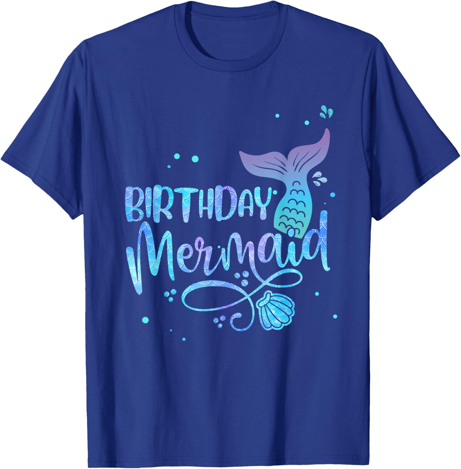 Birthday Mermaid Shell Tail Family Matching Party Squad T-Shirt - T-Shirt | Royal