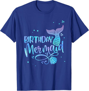 Birthday Mermaid Shell Tail Family Matching Party Squad T-Shirt - T-Shirt | Royal