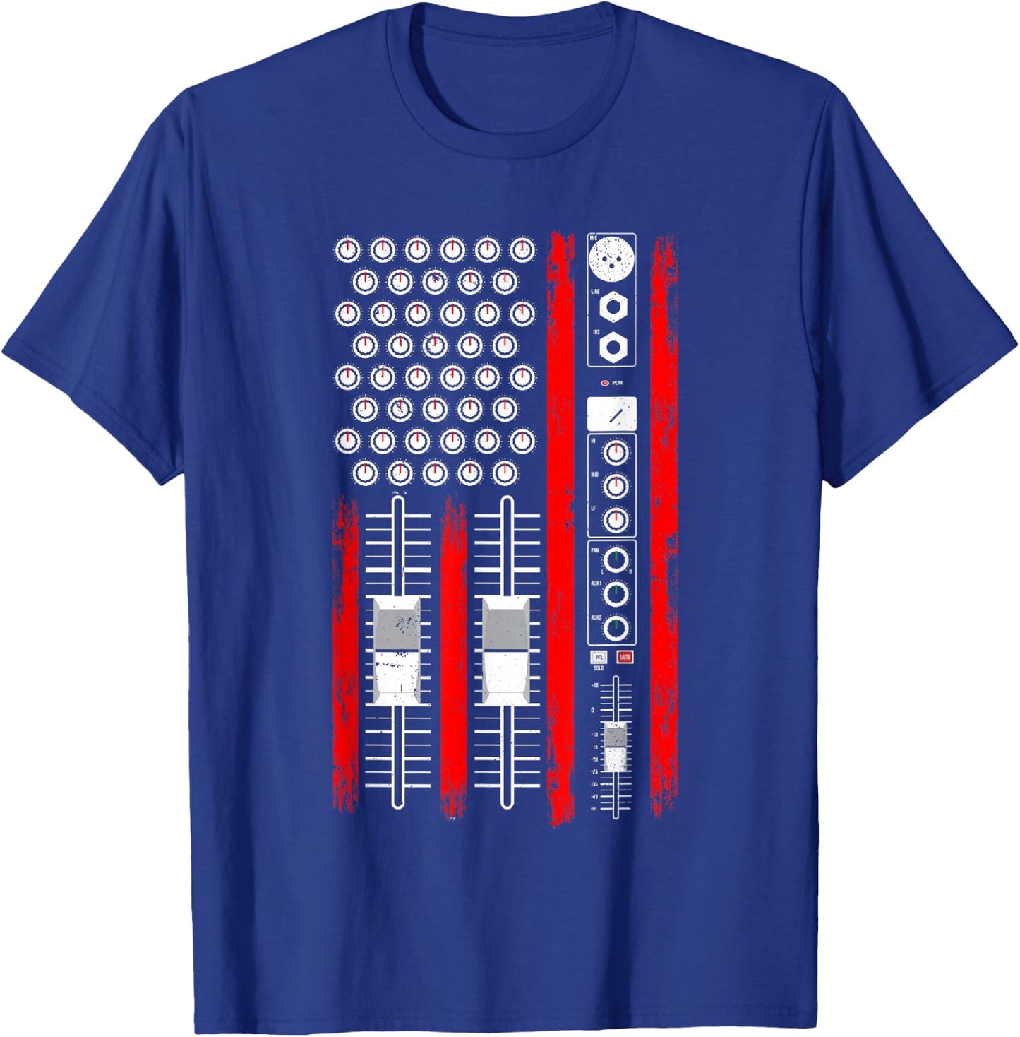 Cool Music Producer American Flag Patriotic DJ T-Shirt - T-Shirt | Royal