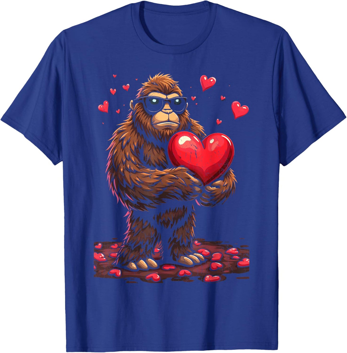 Sunglasses Bigfoot Heart Valentines Day For Boys Men T-Shirt - T-Shirt | Royal