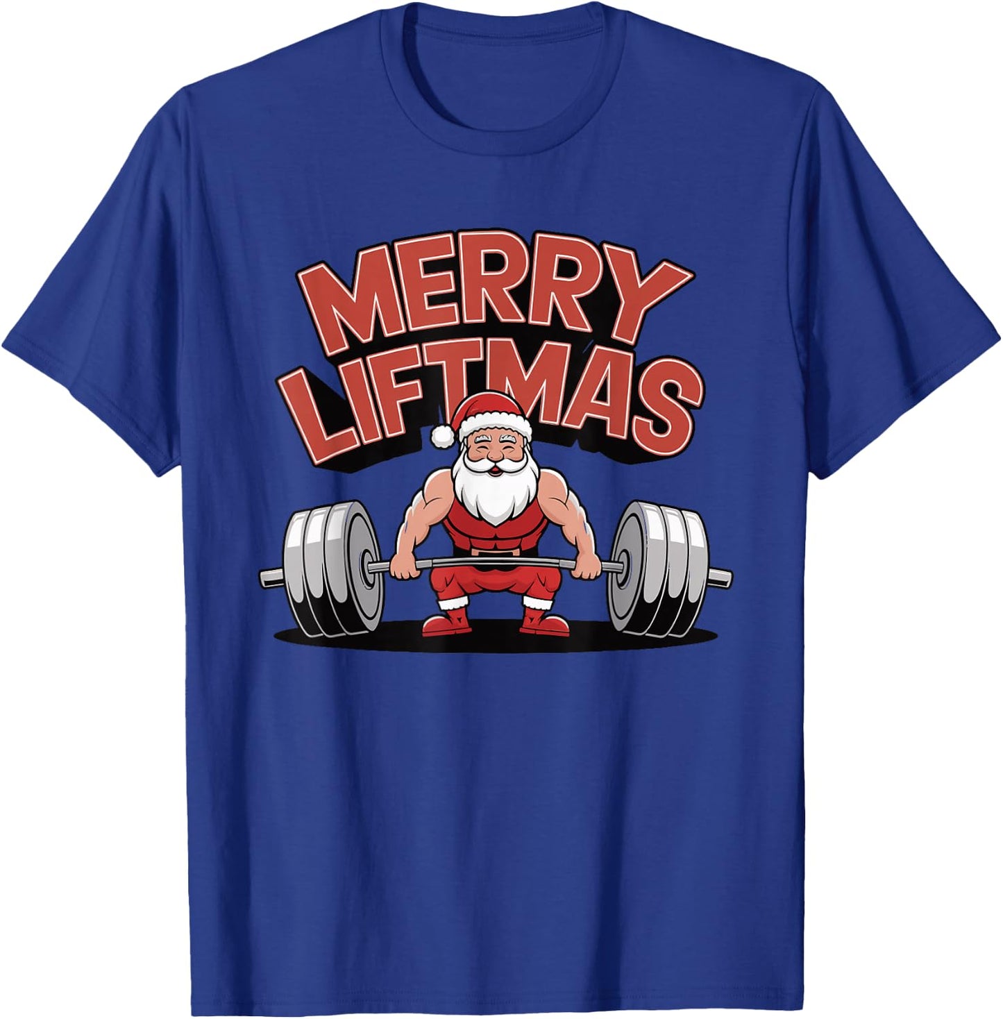 Merry Liftmas Weightlifter Fitness T-Shirt - T-Shirt | Royal