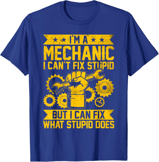 Funny Car Mechanic Engineer Men Women Kids Auto Mechanic T-Shirt - T-Shirt | Royal