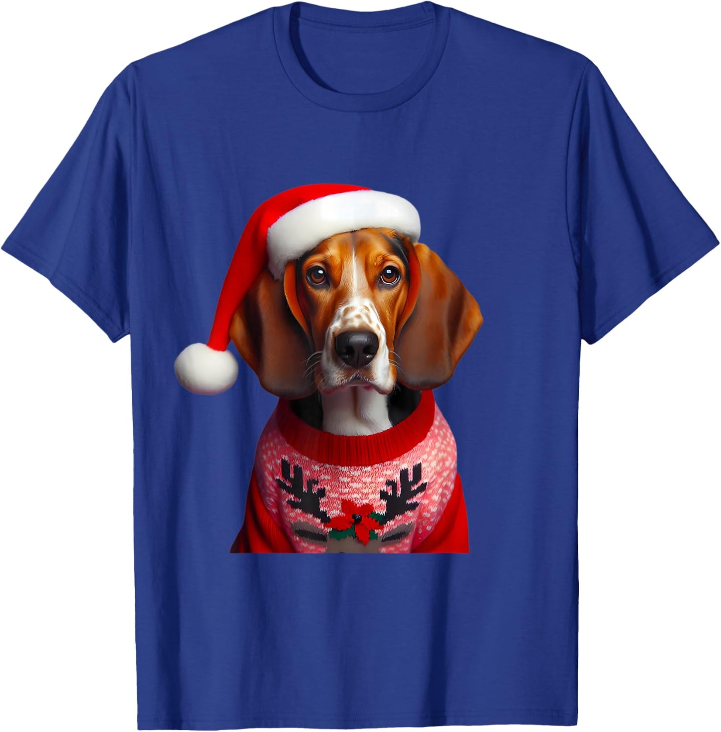 Treeing Walker Coonhound With Santa Hat Christmas Dog Owner T-Shirt - T-Shirt | Royal