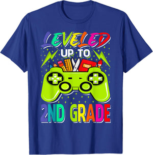Leveled Up To 2nd Grade Gamer Back To School First Day Boys T-Shirt - T-Shirt | Royal