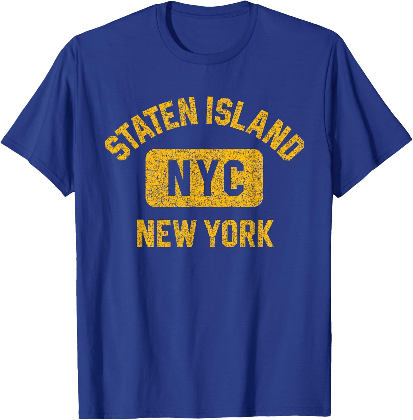 Staten Island NYC Gym Style Distressed Amber Print T-Shirt - T-Shirt | Royal
