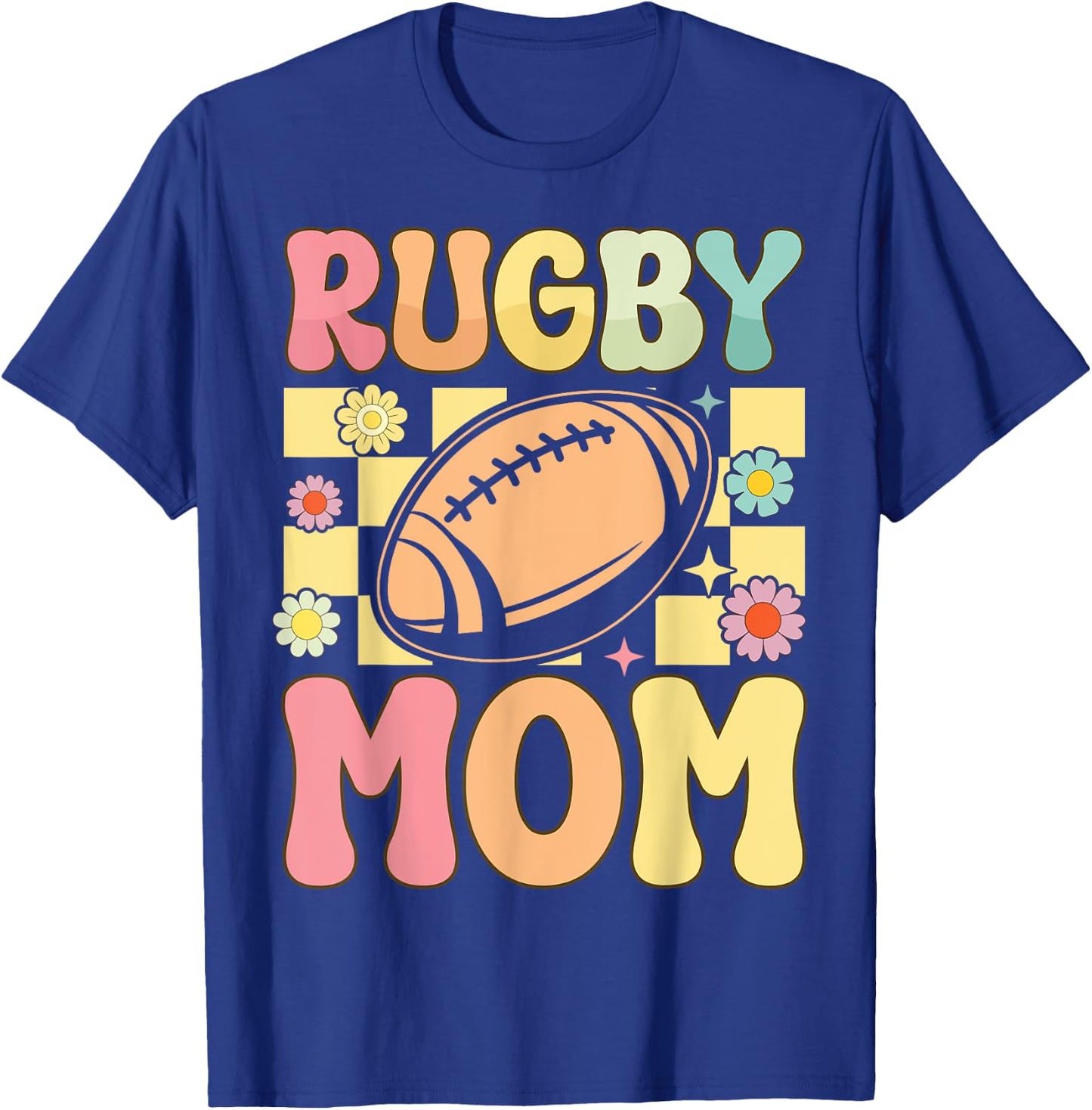 Rugby Mom Groovy Women's Rugby Player , Black, S T-Shirt - T-Shirt | Royal