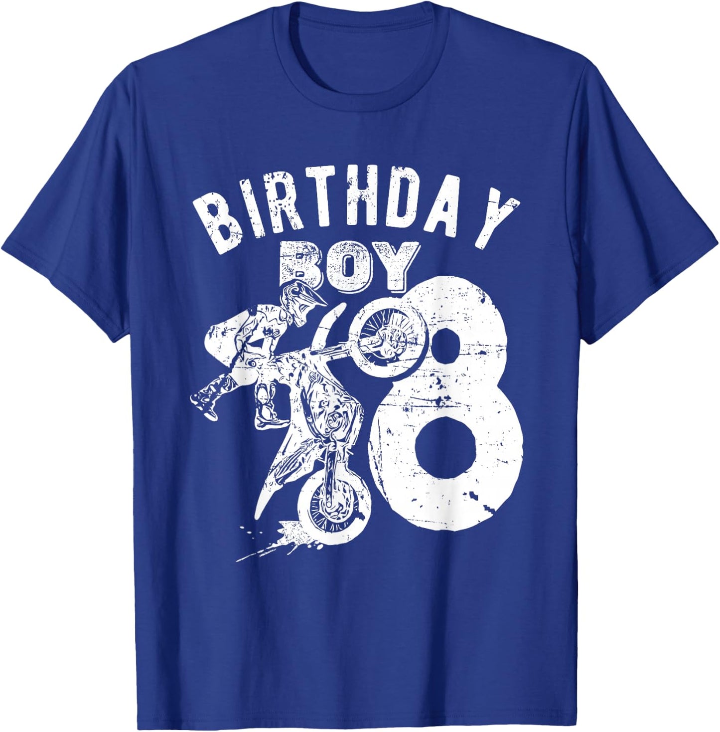 8 years old kid - Birthday boy - Dirt bike - Motorcycle T-Shirt - T-Shirt | Royal