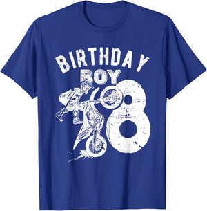 8 years old kid - Birthday boy - Dirt bike - Motorcycle T-Shirt - T-Shirt | Royal