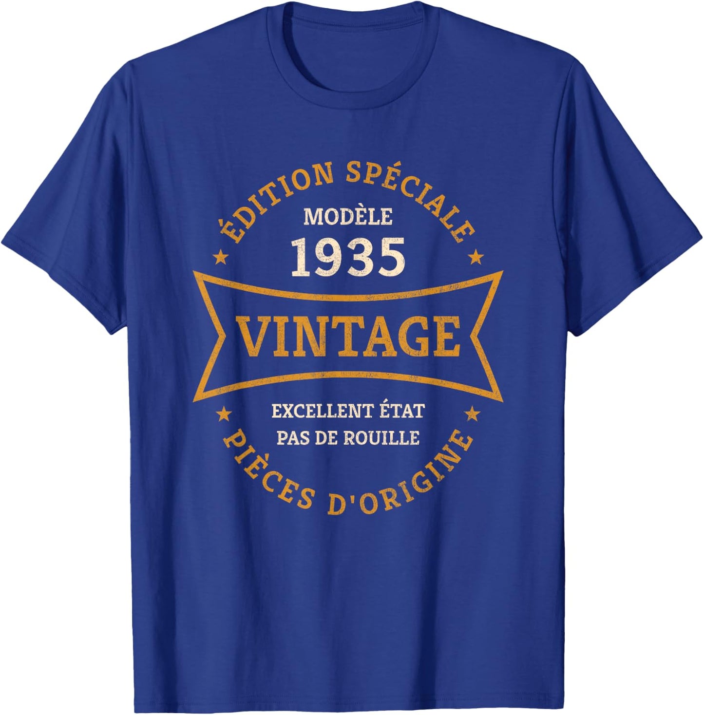 Vintage 90th Birthday Born in 1935 Vintage 90 Years Gift , Black, S T-Shirt - T-Shirt | Royal