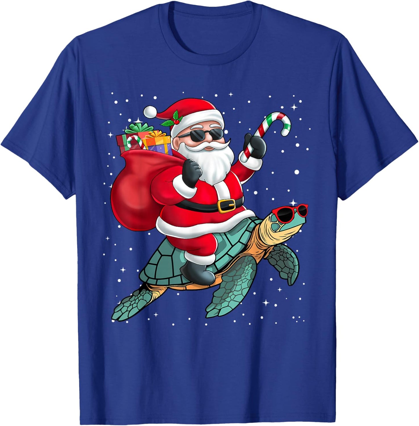 Santa Claus Riding A Turtle Christmas Boy Girl Kids T-Shirt - T-Shirt | Royal