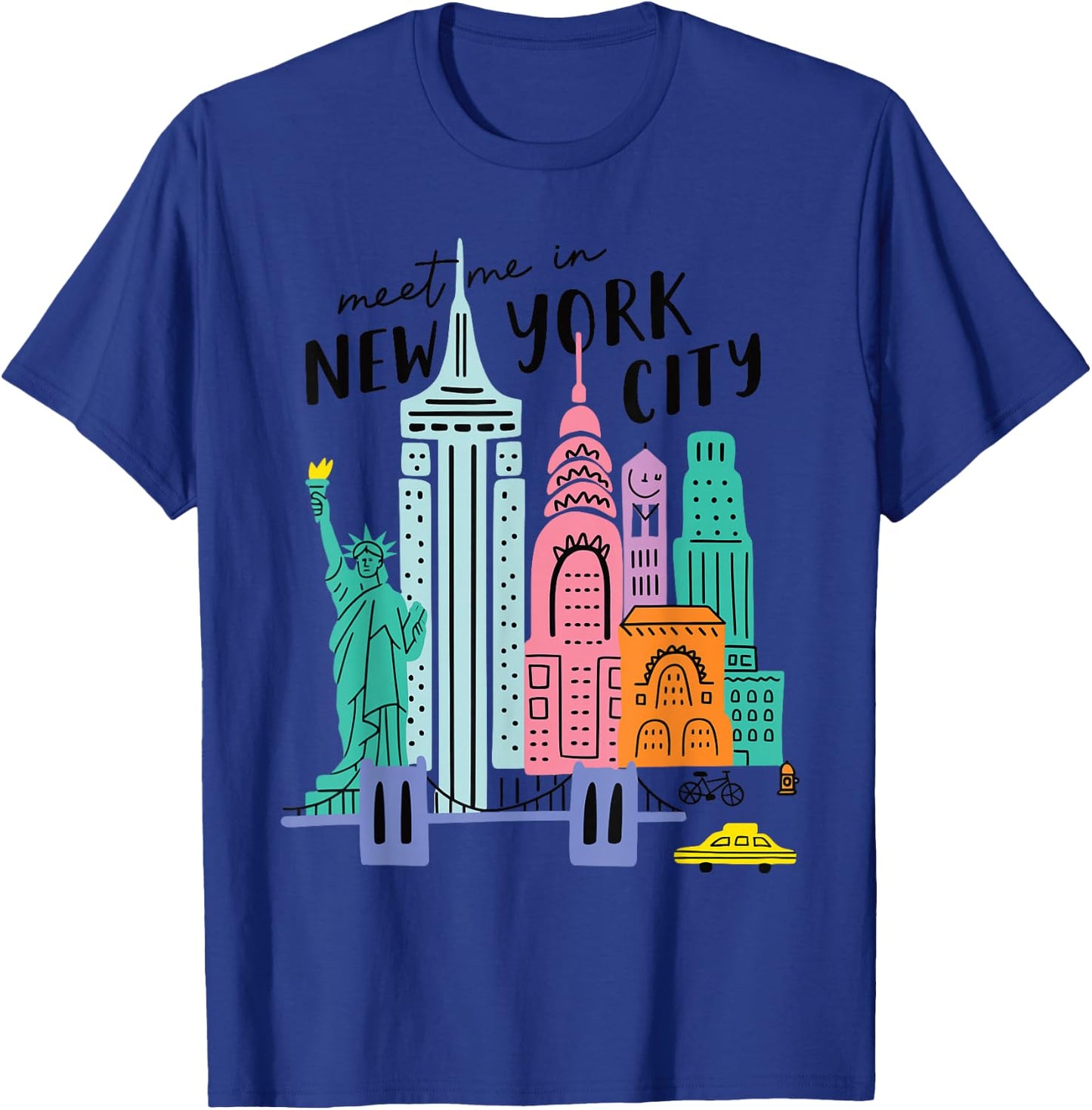 Meet me in New York - Mignon État américain Voyage Retro T-Shirt - T-Shirt | Royal