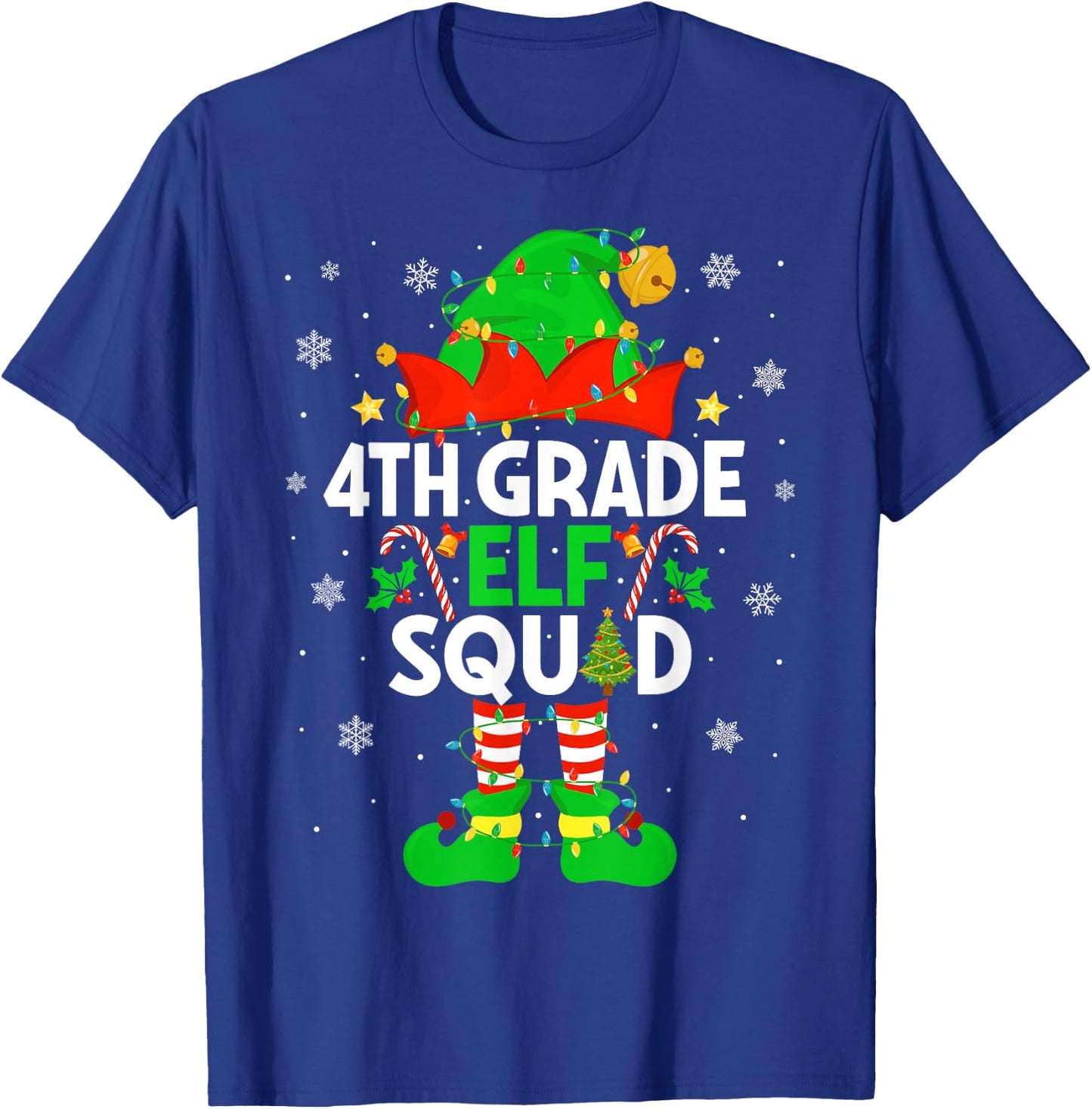4th Grade Elf Squad Christmas Fourth Grade Christmas Teacher T-Shirt - T-Shirt | Royal