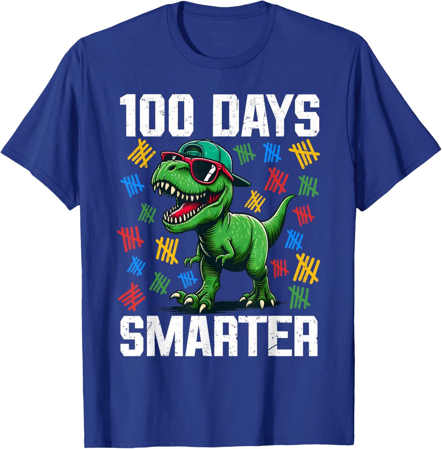 100 Days Smarter Dinosaur 100 Days Of School Boys Toddler T-Shirt - T-Shirt | Royal