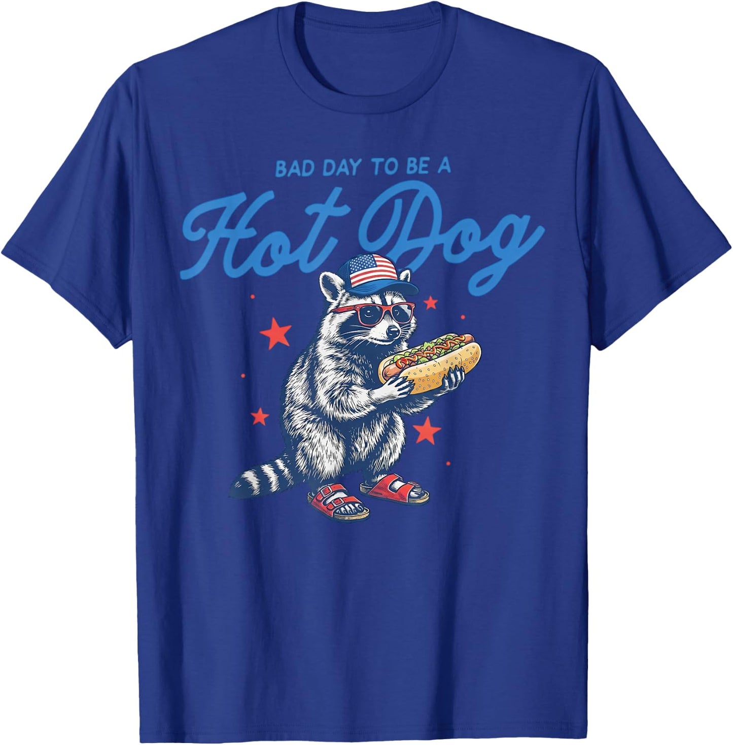 Bad Day to Be A Hotdog Funny Raccoon Merica 4th of July Kids T-Shirt - T-Shirt | Royal