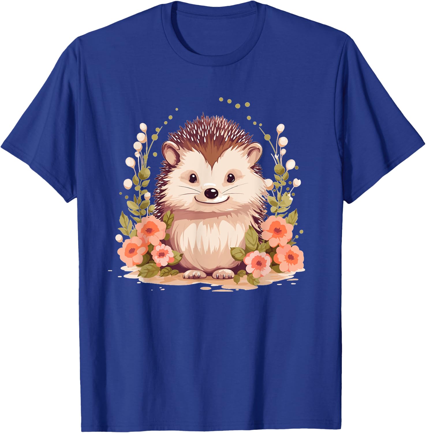 Cute Hedgehog With Flowers I Hedgehog T-Shirt - T-Shirt | Royal