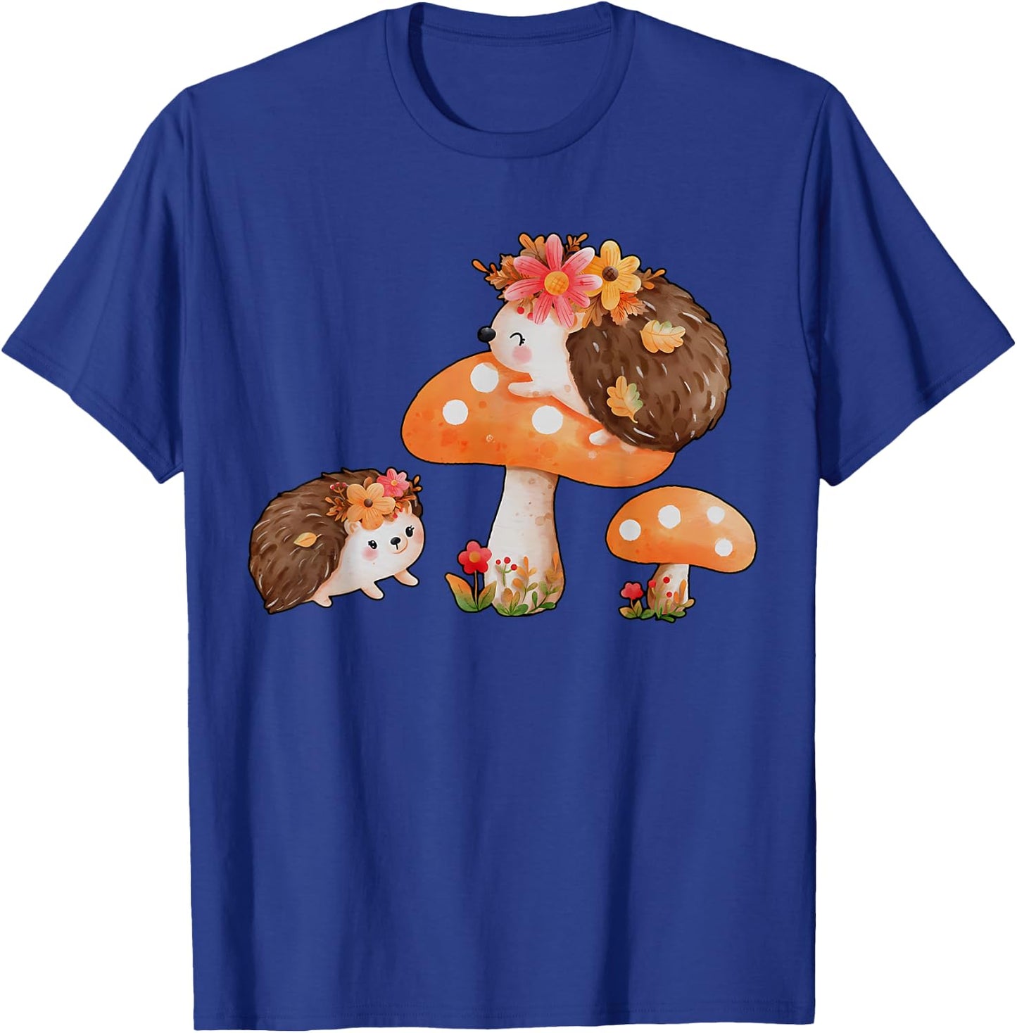 Cute Hedgehog Mushroom Fall Autumn Animal Lover T-Shirt - T-Shirt | Royal