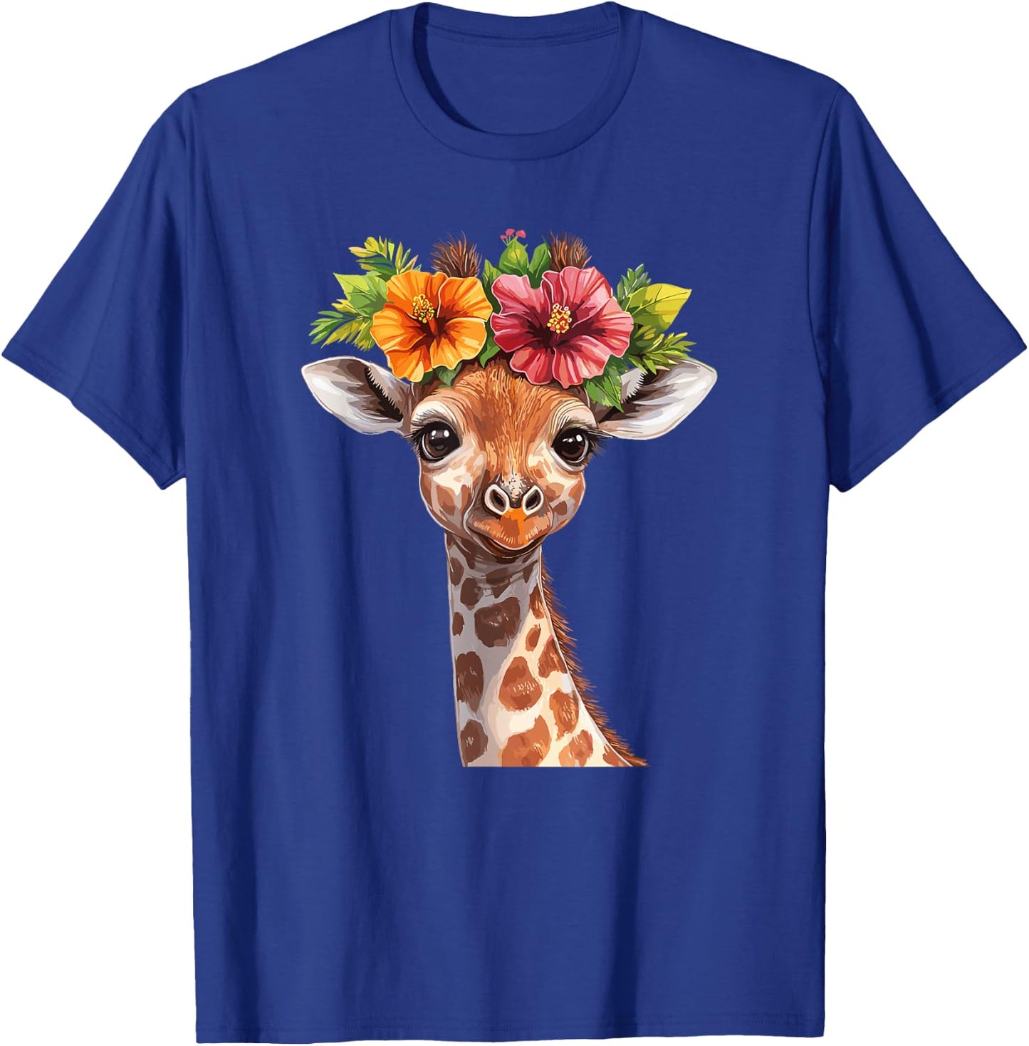 Cute Floral Giraffe With Flower Crown T-Shirt - T-Shirt | Royal