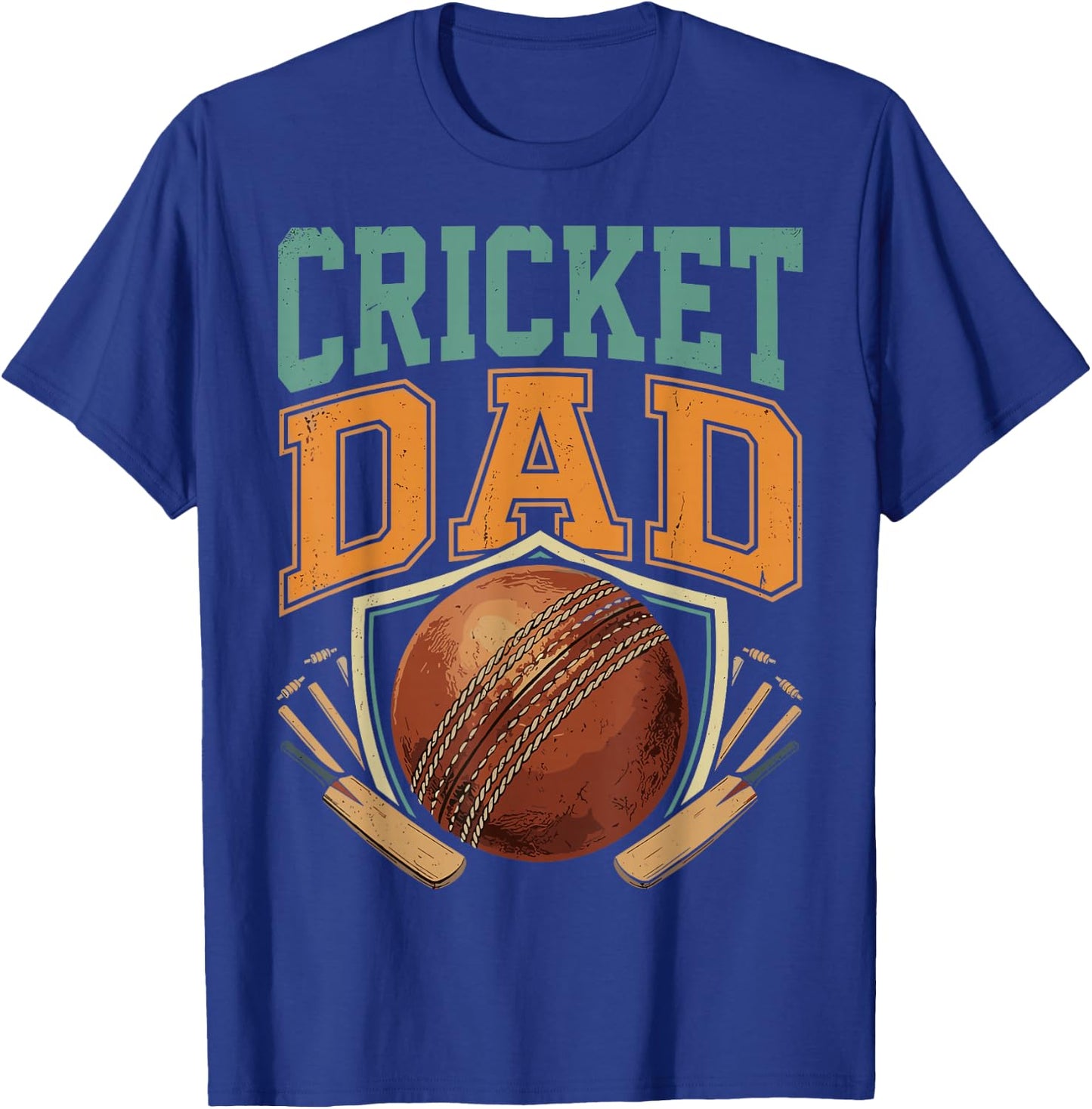 Cricket Dad Ball Bat Wicket Cricket Player Father Day T-Shirt - T-Shirt | Royal